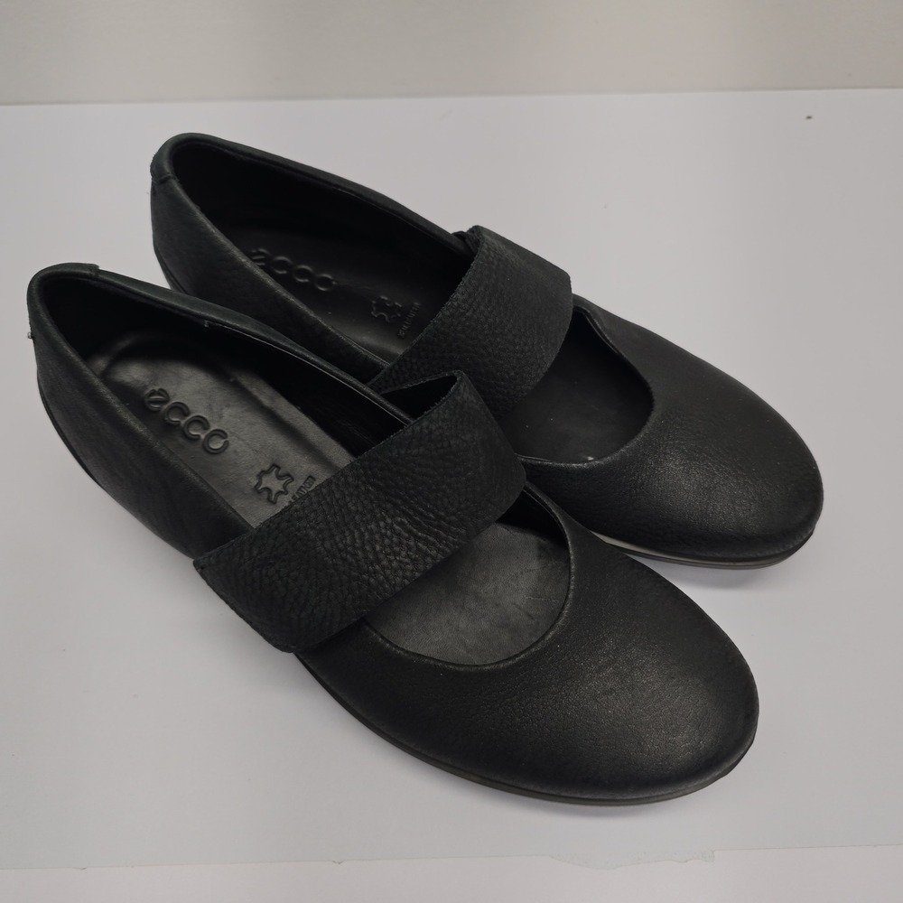 ECCO Felicia Black Leather Mary Jane Wedge Shoes 28604302001 Size 38 US 7-7.5 - Picture 4 of 10